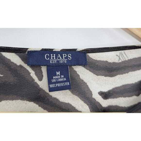 CHAPS Zebra Print Sheer Blouse Kimono Sleeve Animal Print Sz M Boho Tie Waist - Picture 4 of 8
